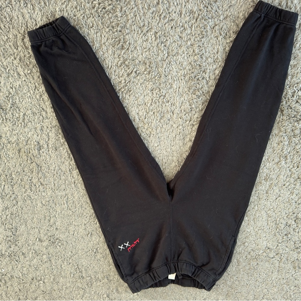Black Jogger Pants with Red Logo